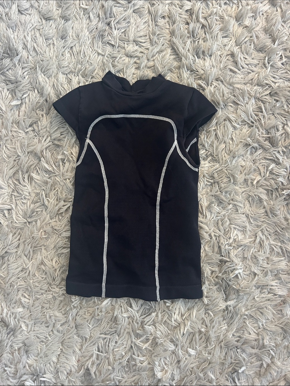 Tiger Friday Women’s Black Short-Sleeve Top with Contrast Stitching